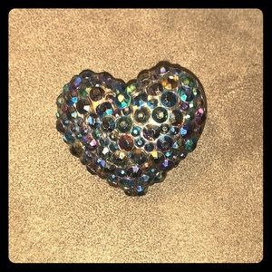 Iridescent heart shaped ring